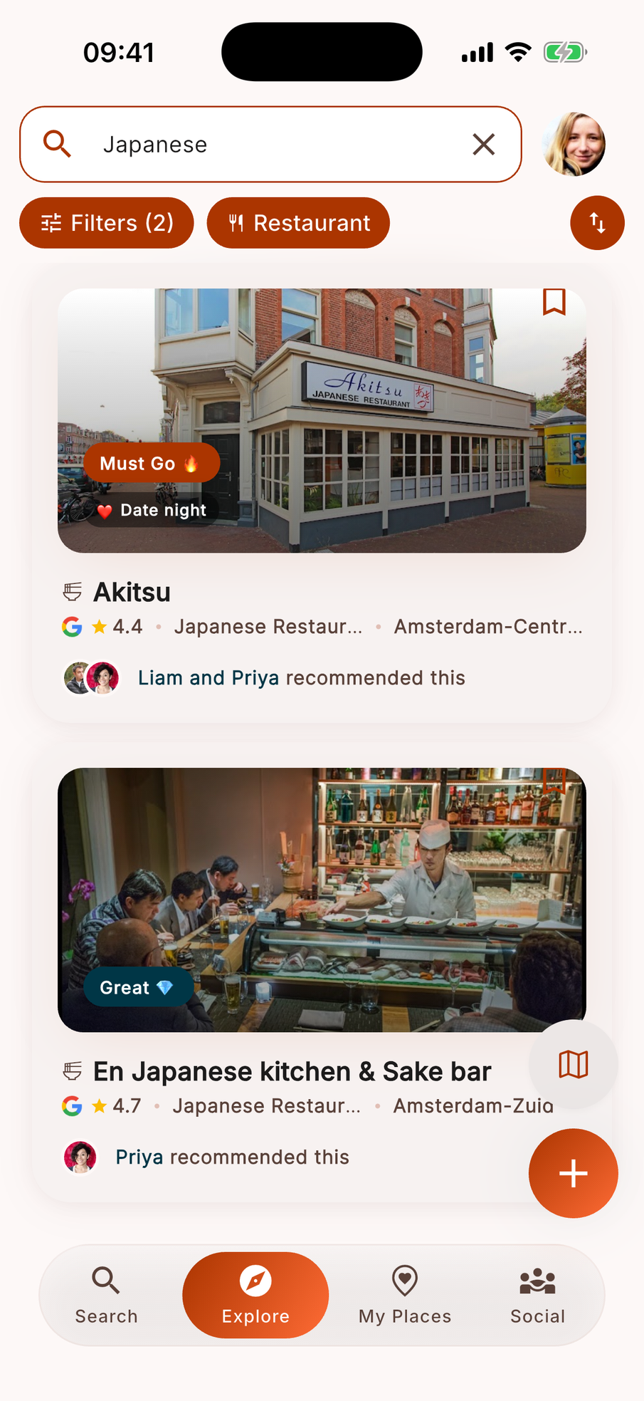 Rex search results with filters applied